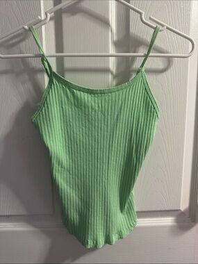 Ribbed Mint Green Spaghetti-Strap Cami